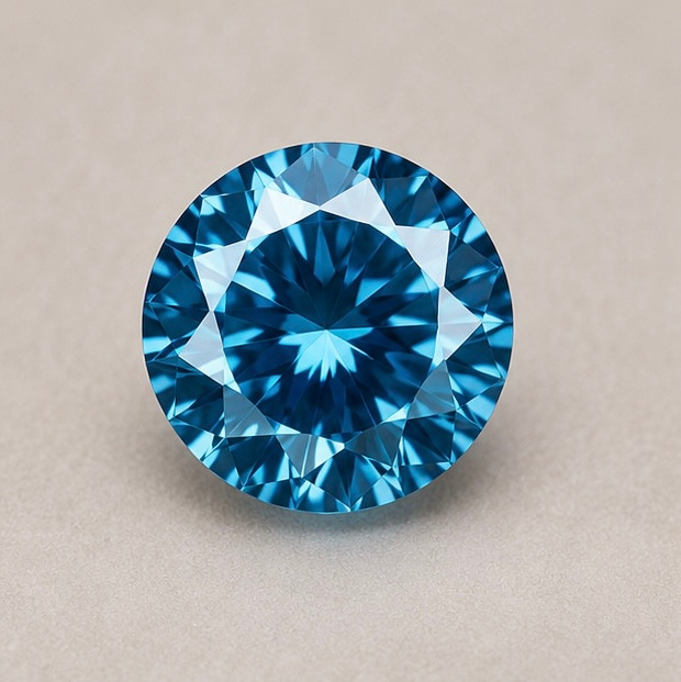 2 CT Blue Color Round Cut VVS1 Diamond 8X8 MM Gemstone For Jewelry 1 pc