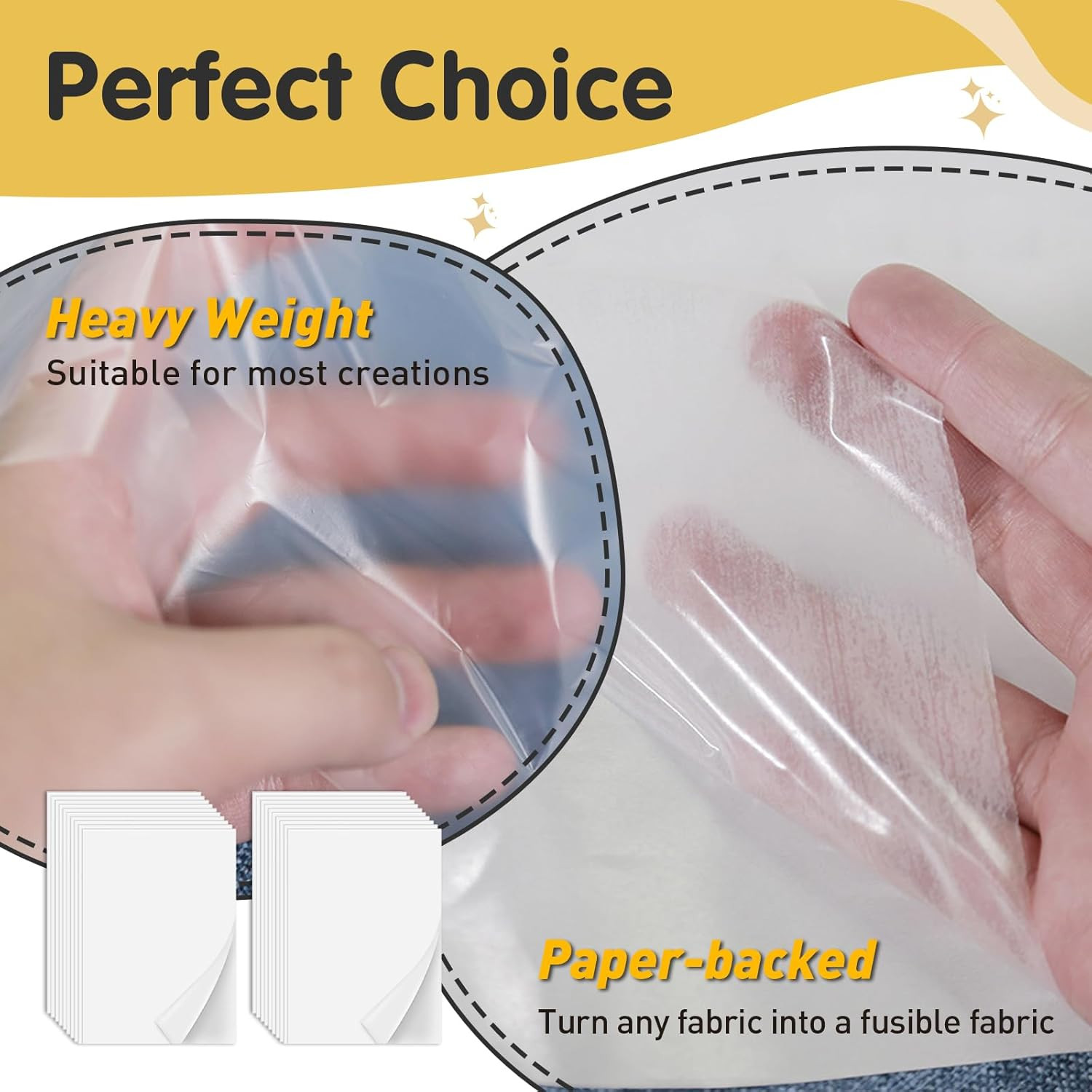Iron On Adhesive Sheets 20PCS, Heavy Weight Double-Sided Heat Melt Fabric Glue S