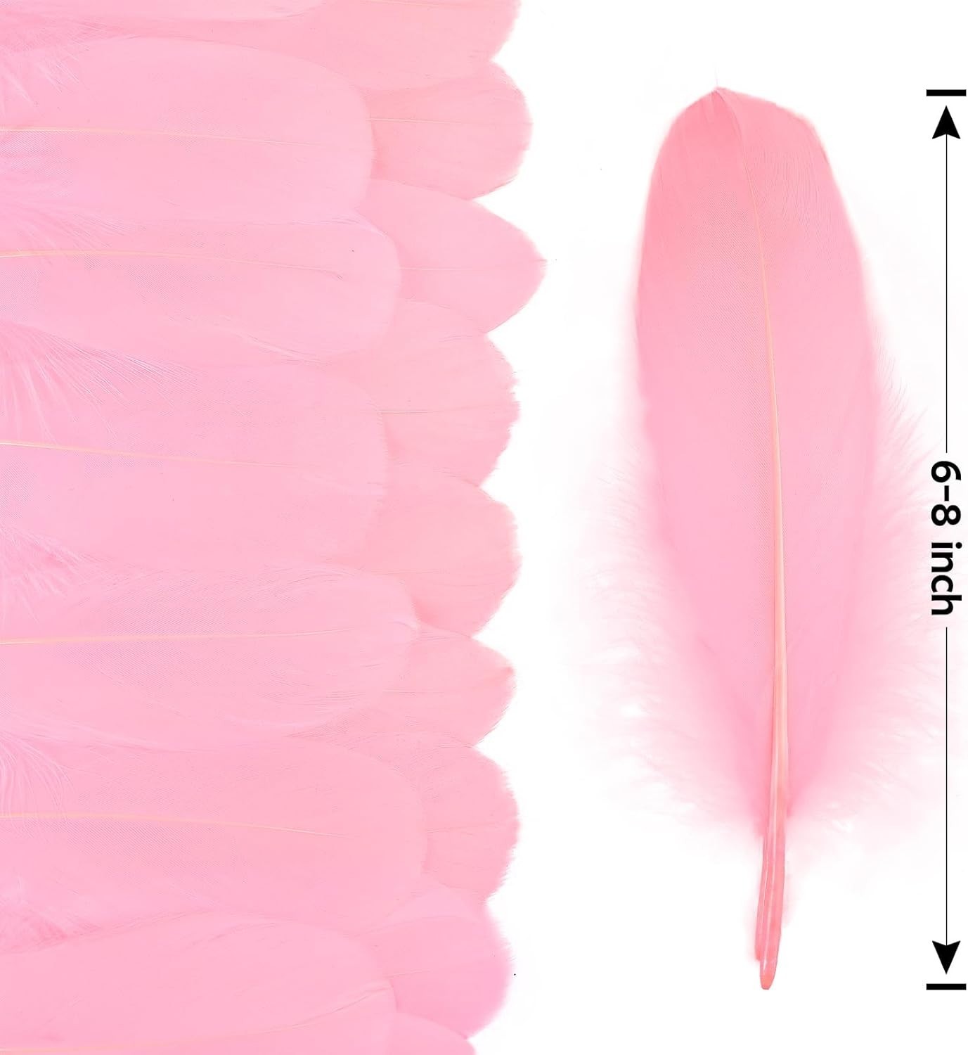 100% Cruelty-Free Pink Goose Feathers 6-8 inch for Romantic Decor & Crafts
