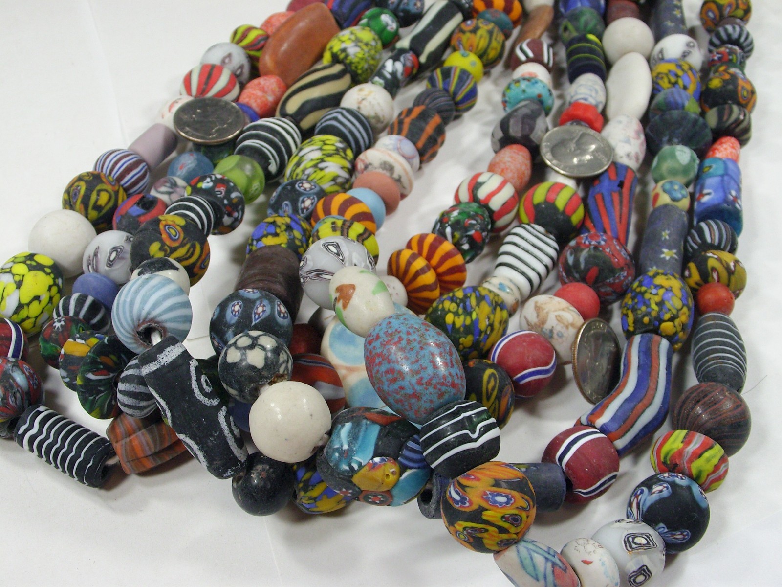 4 Strands 24″ India Handmade 2nd Quality Replica African Trade Beads (PO-9) ⭐