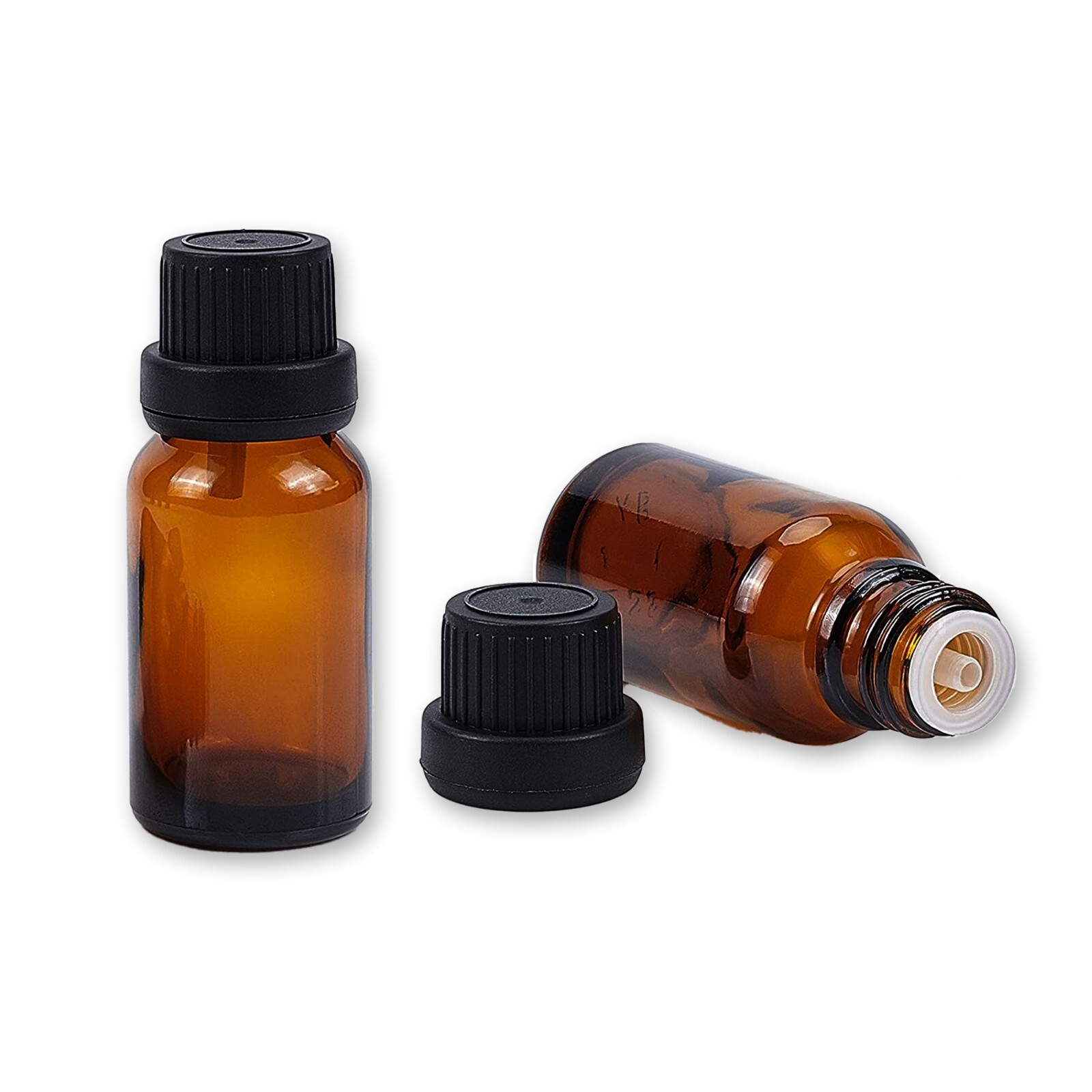 Amber Glass Bottle for Essential Oil 15 ml w/ Plastic Droppers & Cap (Set of 6)