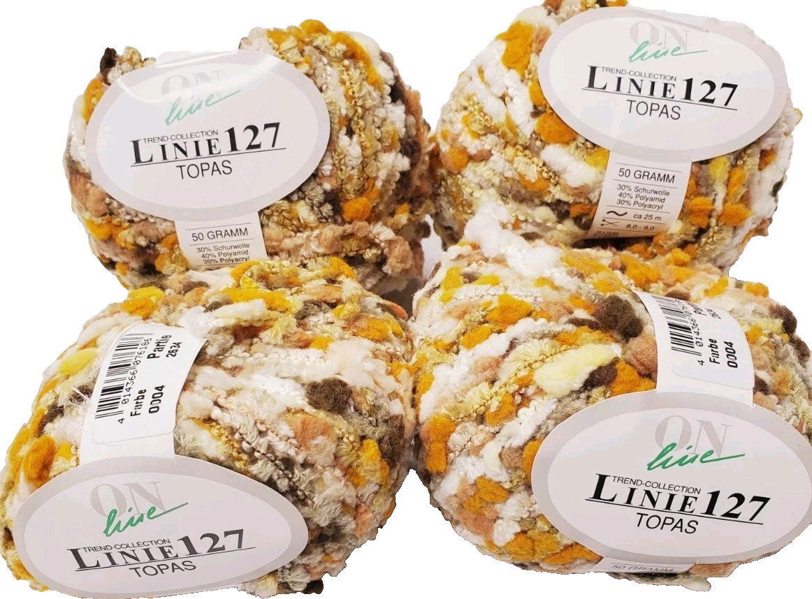 Lot of 4 Balls On Line Linie 127 TOPAS Color 0004 Gold Browns White