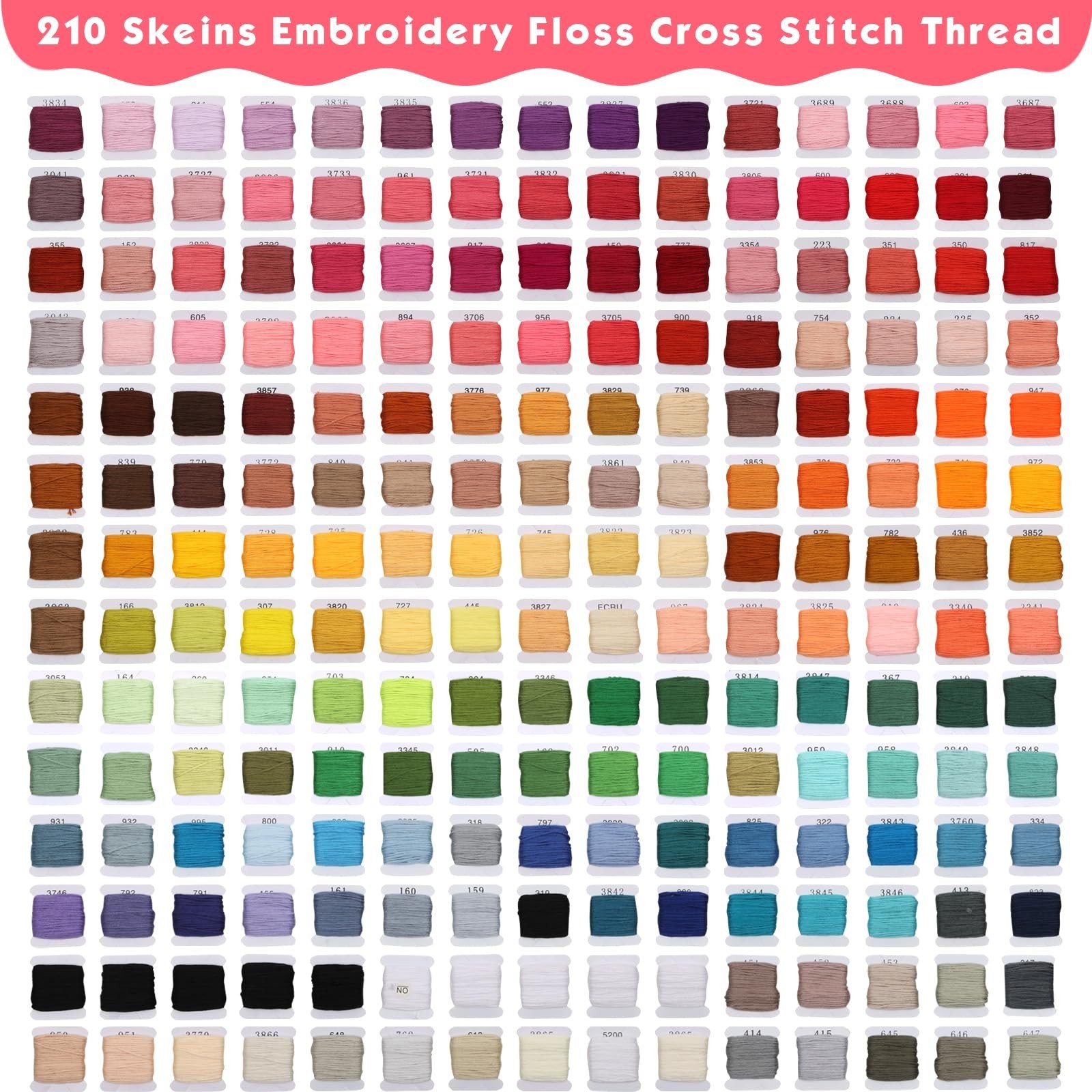 276 Pack Embroidery Floss Thread Kit – 210 Colors, 66 Accessories & Storage Box