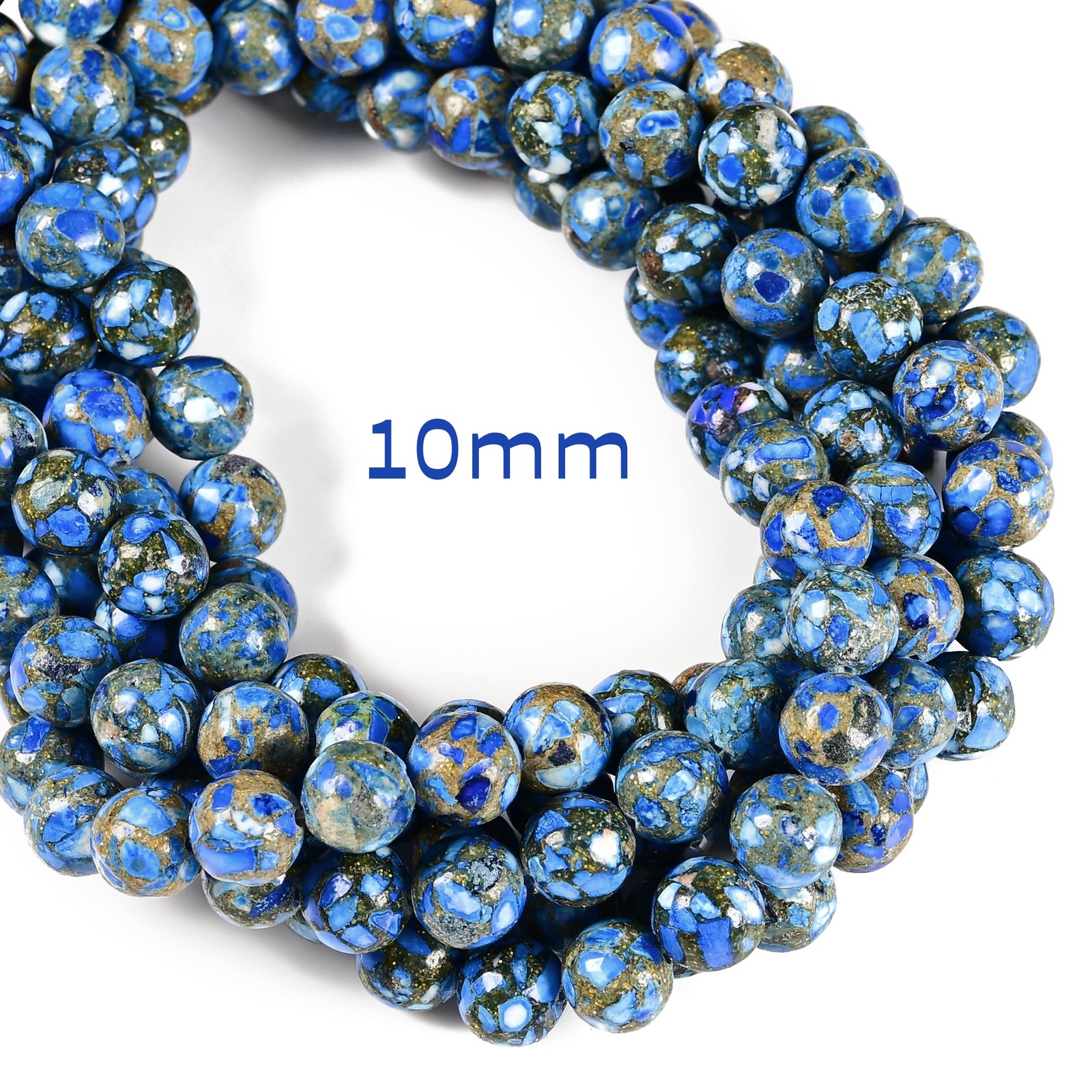 Mohave Copper Royal Blue Turquoise Smooth Round Beads 6mm 8mm 10mm 15.5” Strand