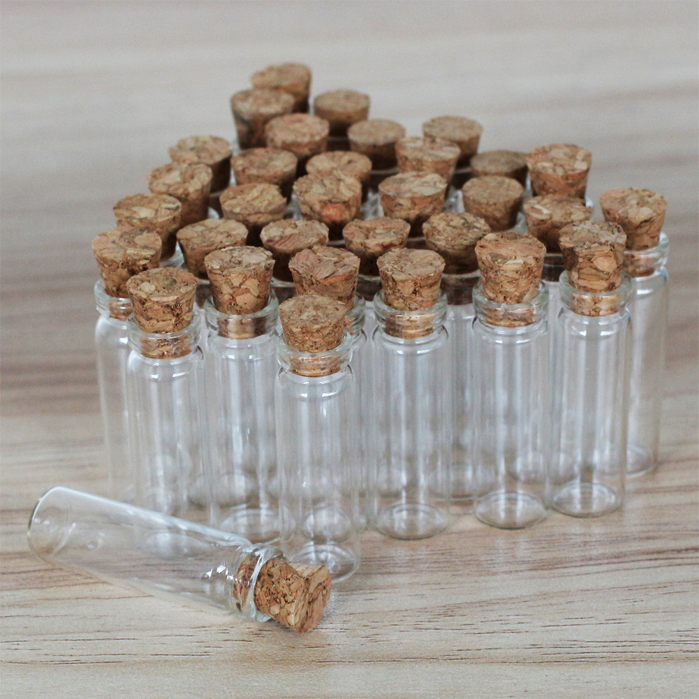50/100/200Pcs 2ML Clear Glass Bottles with Corks Containers Jars Bottle Vials