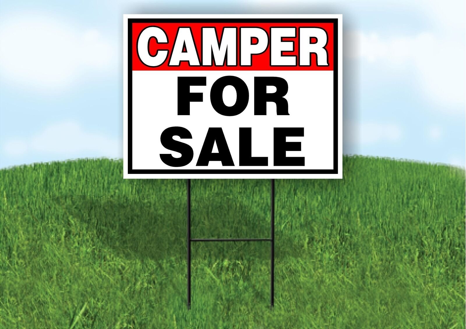 CAMPER FOR SALE RED BLACK 18 in x 24 in Yard Sign Road Sign with Stand