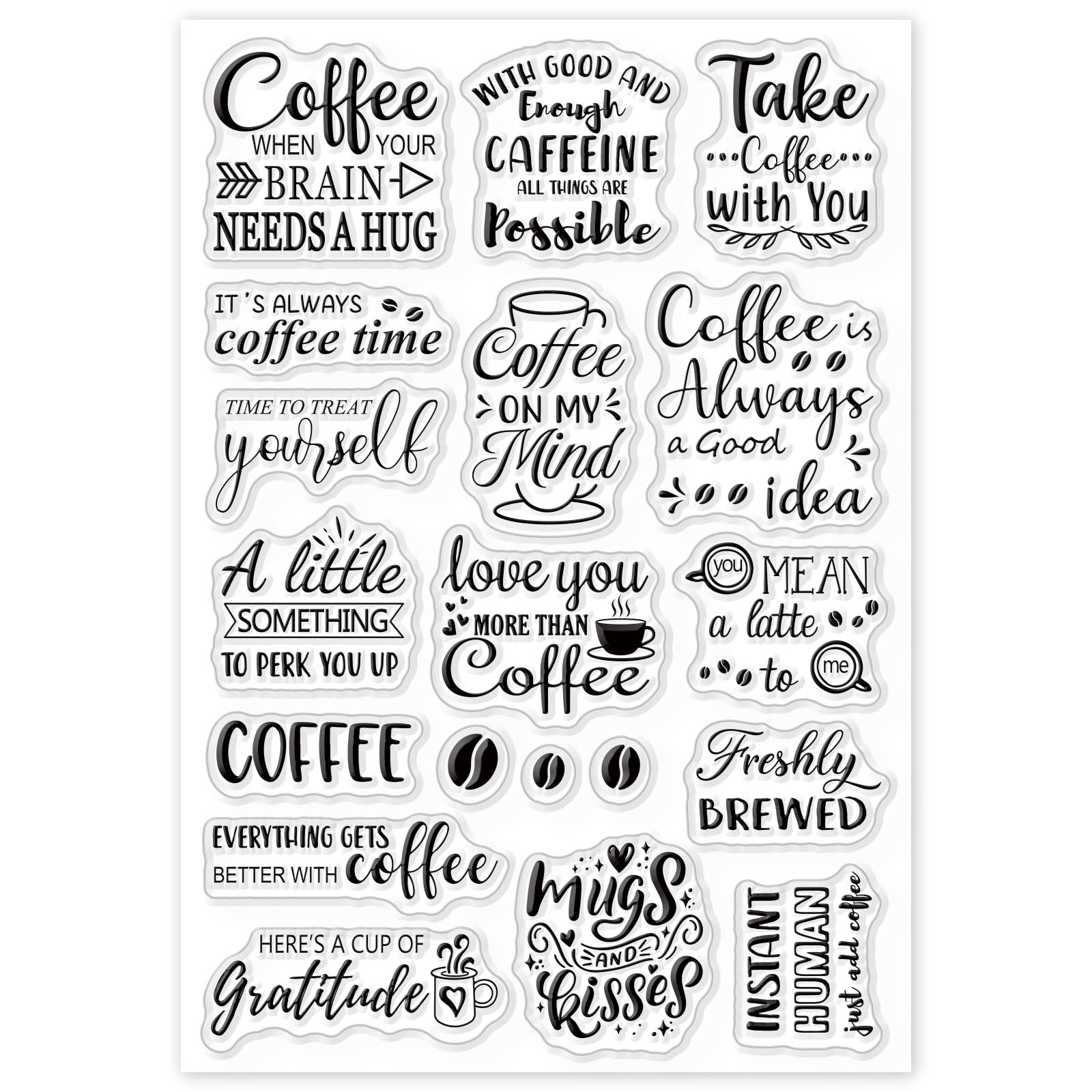 Coffee Text Clear Stamps Coffee Bean Blessing Words Silicone for Cards