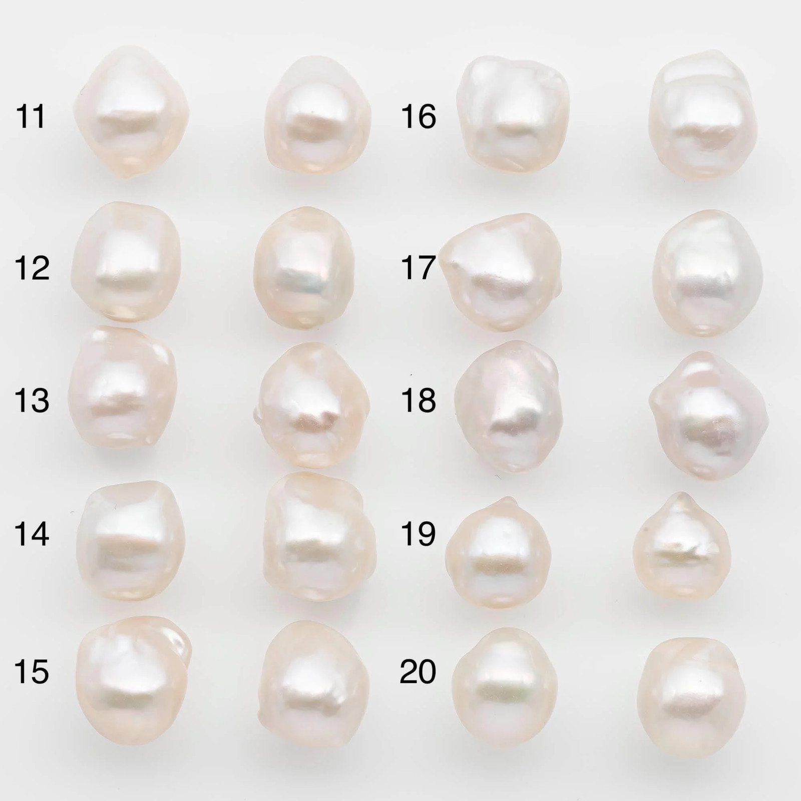 10-12mm Small Size – White Baroque Pearl Matching Pair, High Luster Freshwater