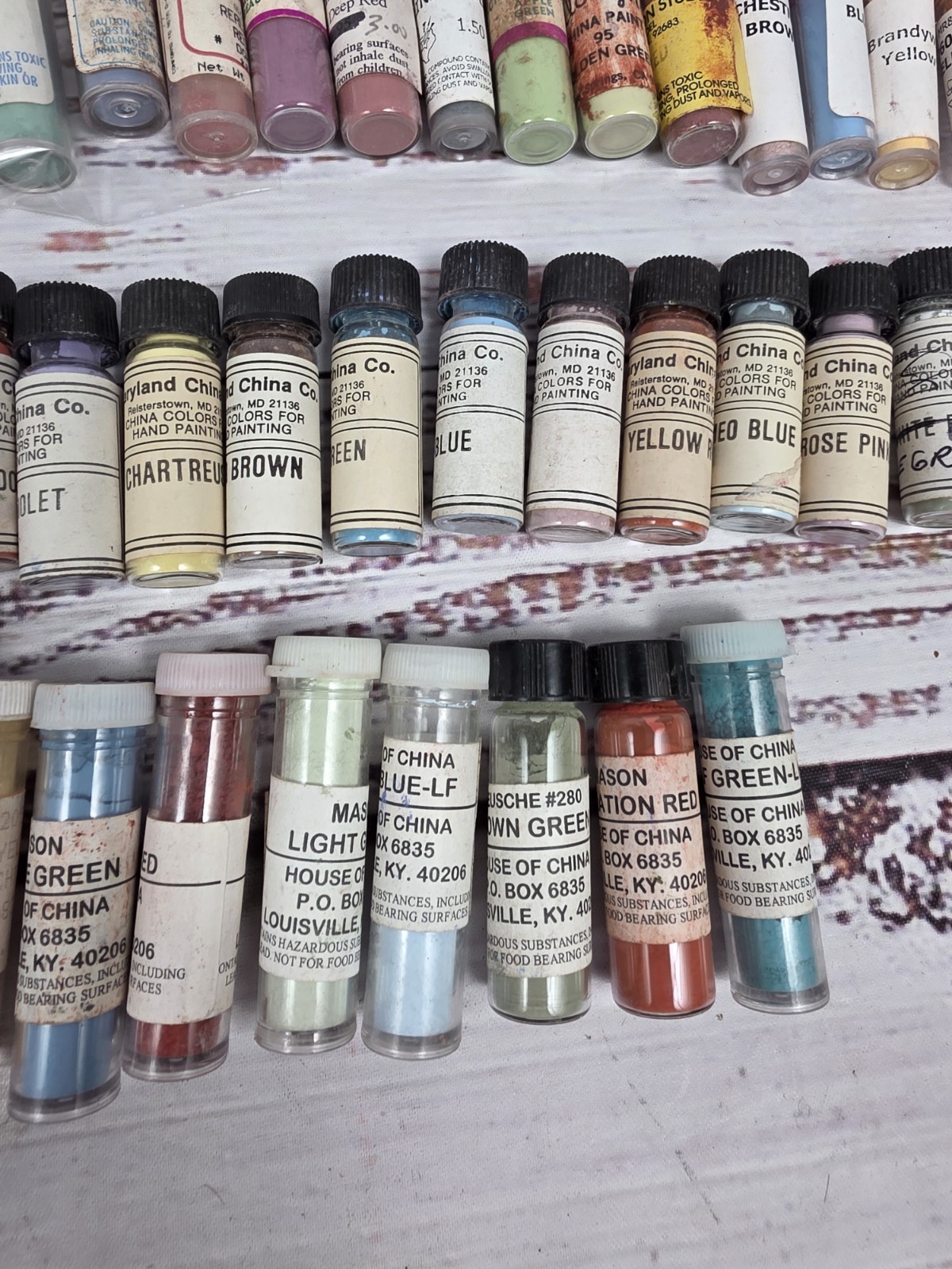 75+ China Porcelain Powder Paints Vials House Of China, Maryland China, Mr &Mrs