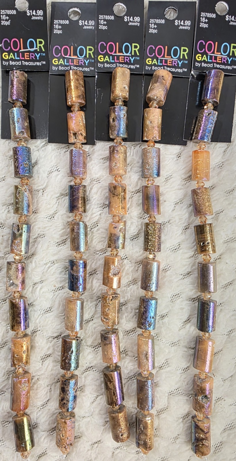 Jewelry Making Beads HUGE NEW LOT 5 Strands Shimmering Agate Tubes Color Gallery