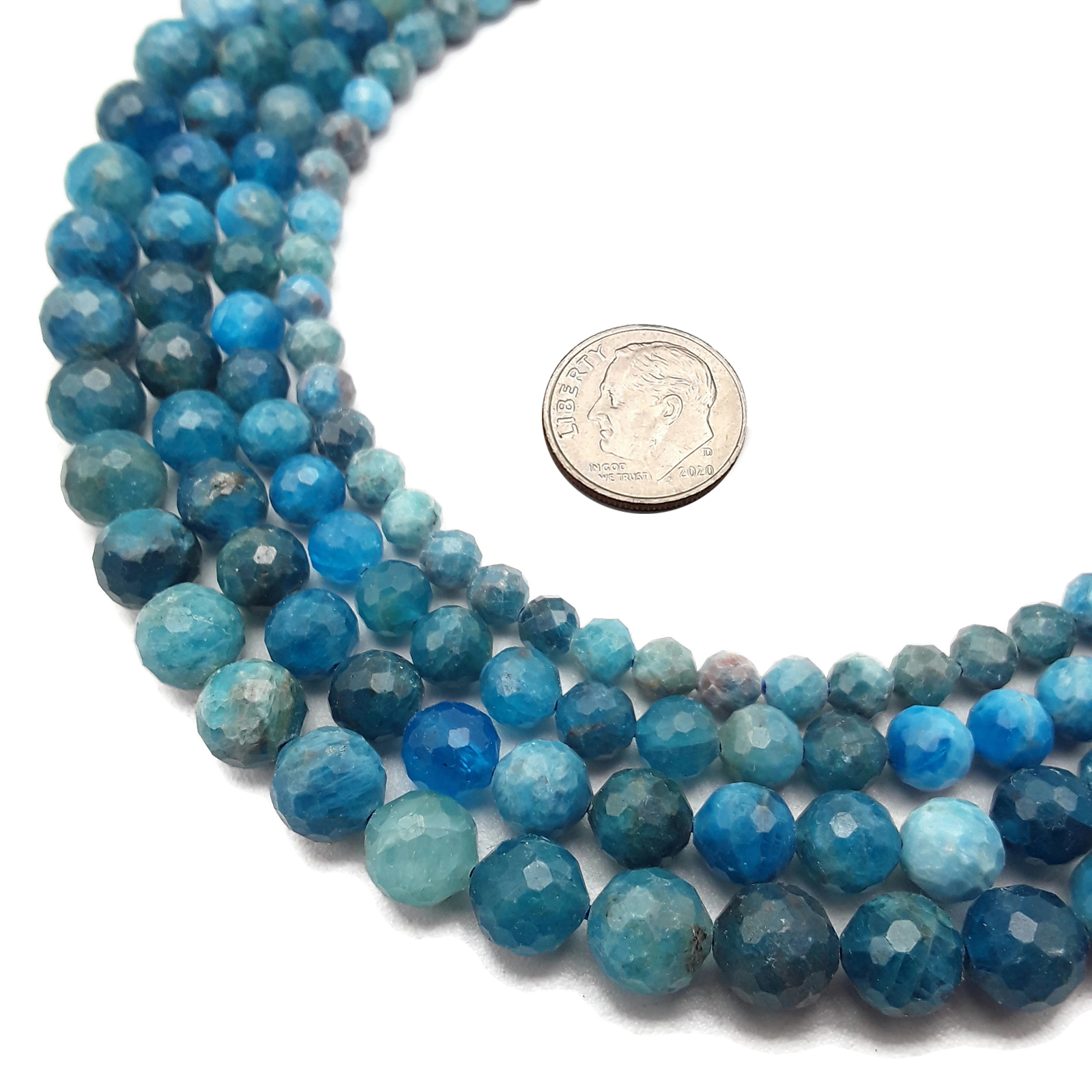 Natural Apatite Faceted Round Beads 5mm 6mm 7mm 8mm 9mm 10mm 15.5″ Strand