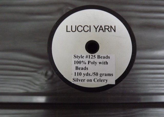 Lucci Yarn Style #125 beads, poly chain with glass beads, 110 yards/50 gr. spool