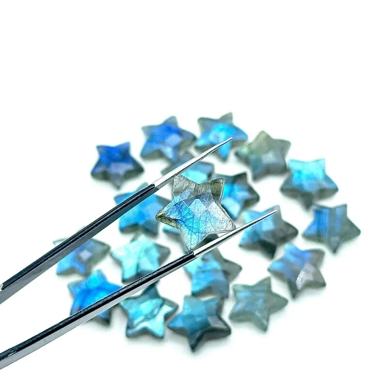 5 PCS Blue Flashy Labradorite Star Shape Beads, Labradorite Star Shape 12mm