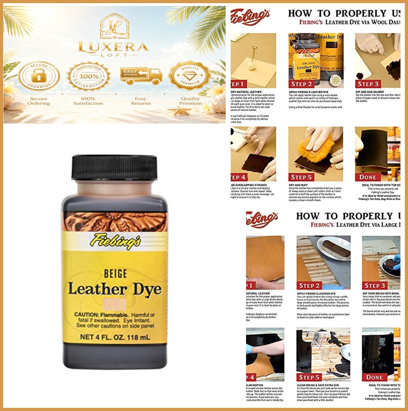 Leather Dye 4 Fl Oz Alcohol Based Penetrating Permanent Color for Boots Shoes