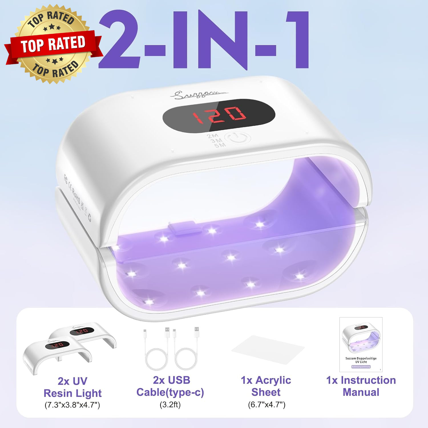UV Light for Resin, Large Double-Sided UV Resin Light, 2 in 1 & Split Usageable,