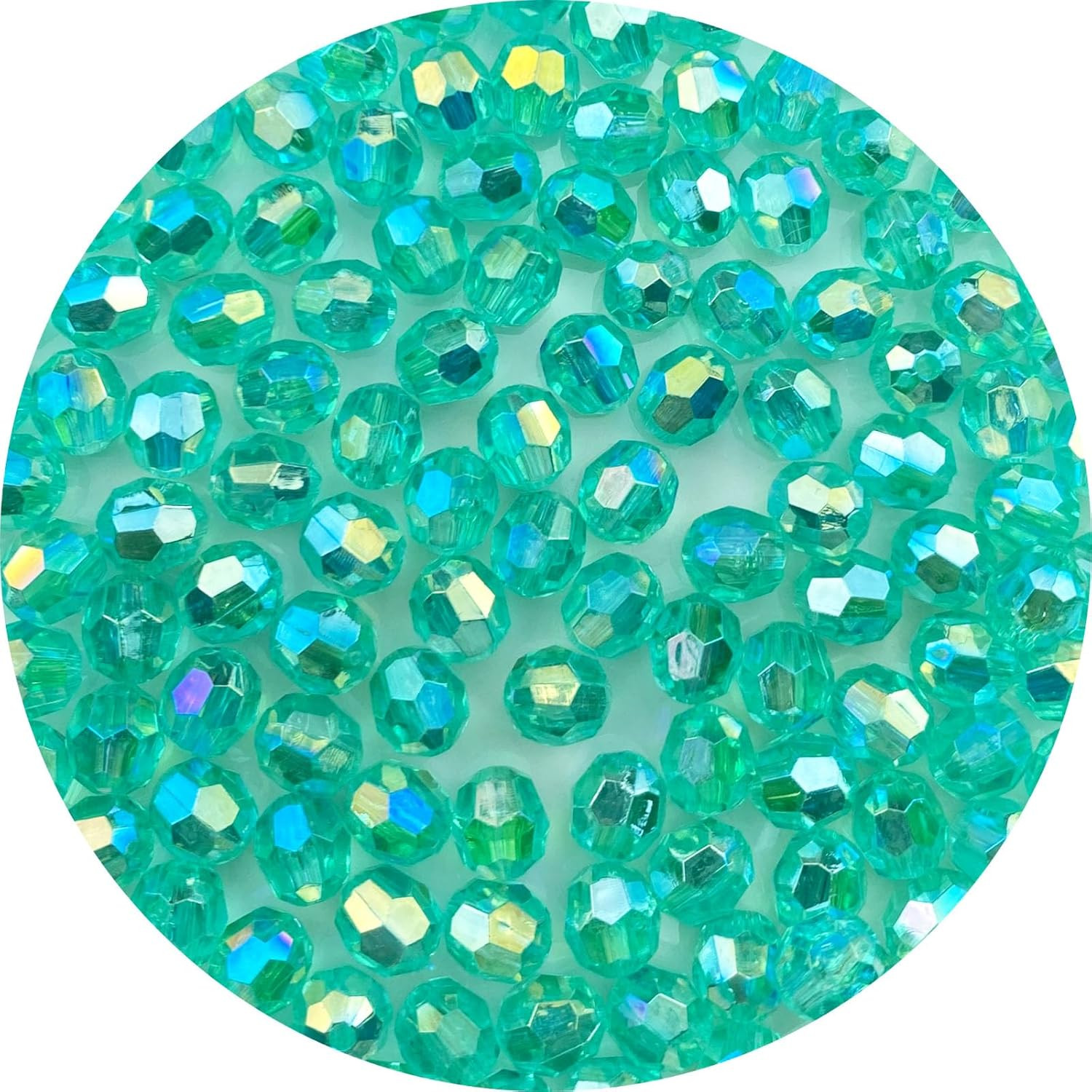 800Pcs 6Mm Glossy Acrylic Faceted Beads AB Color Crystal round Plastic Spacer Cr