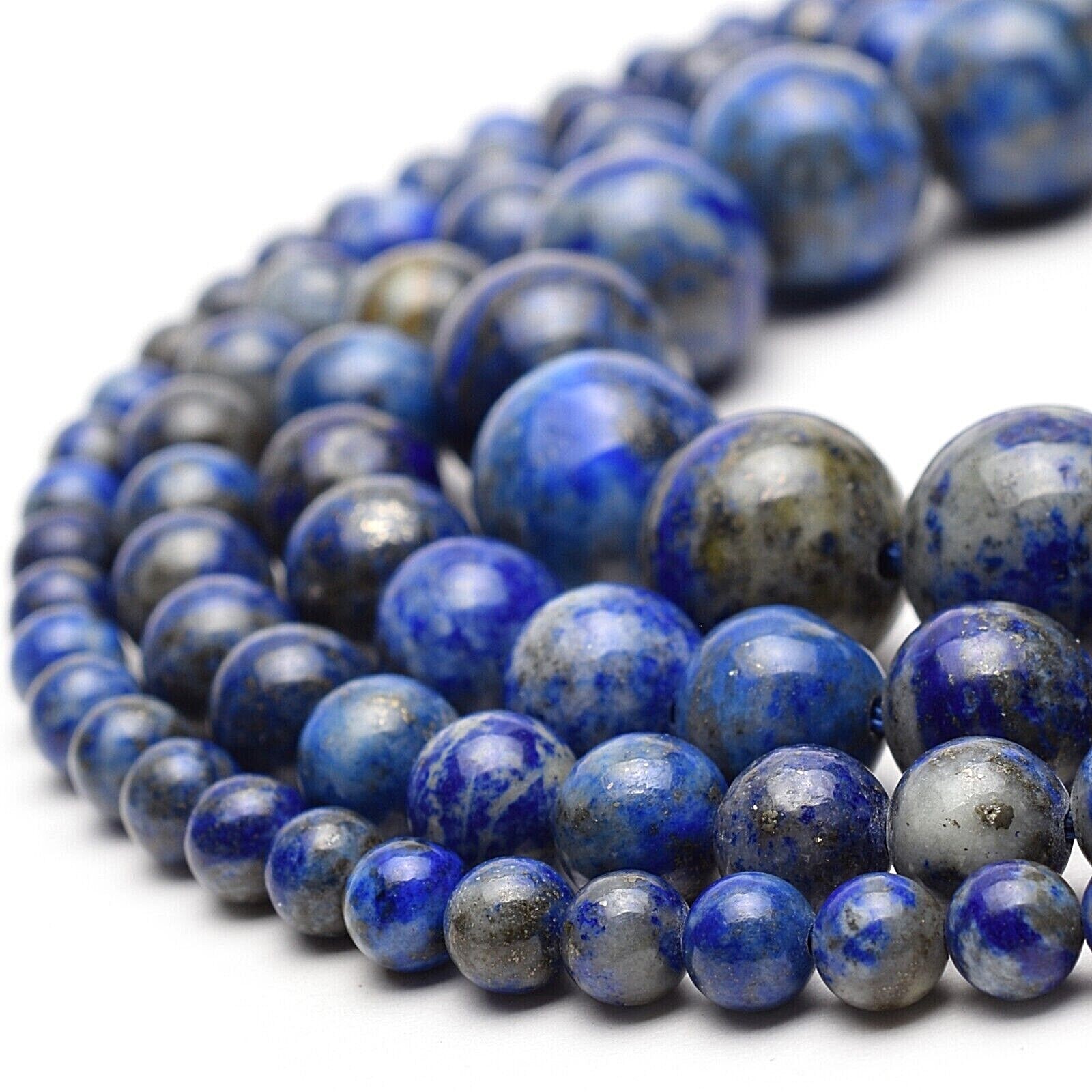 Natural Lapis Lazuli Beads Round 15” Strand Jewelry Making 4mm 6mm 8mm 10mm 12mm