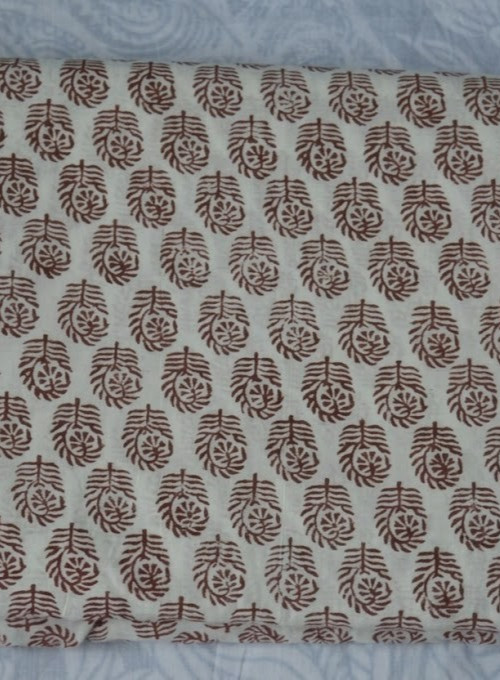 White & Brown Hand Block Fabric 20 Yard 100%Cotton NO TARRIF CHARGES 100%✅ KK16