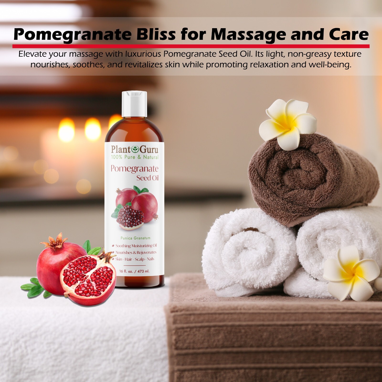 Pomegranate Seed Oil Unrefined 100% Pure Cold Pressed For Skin Face Hair