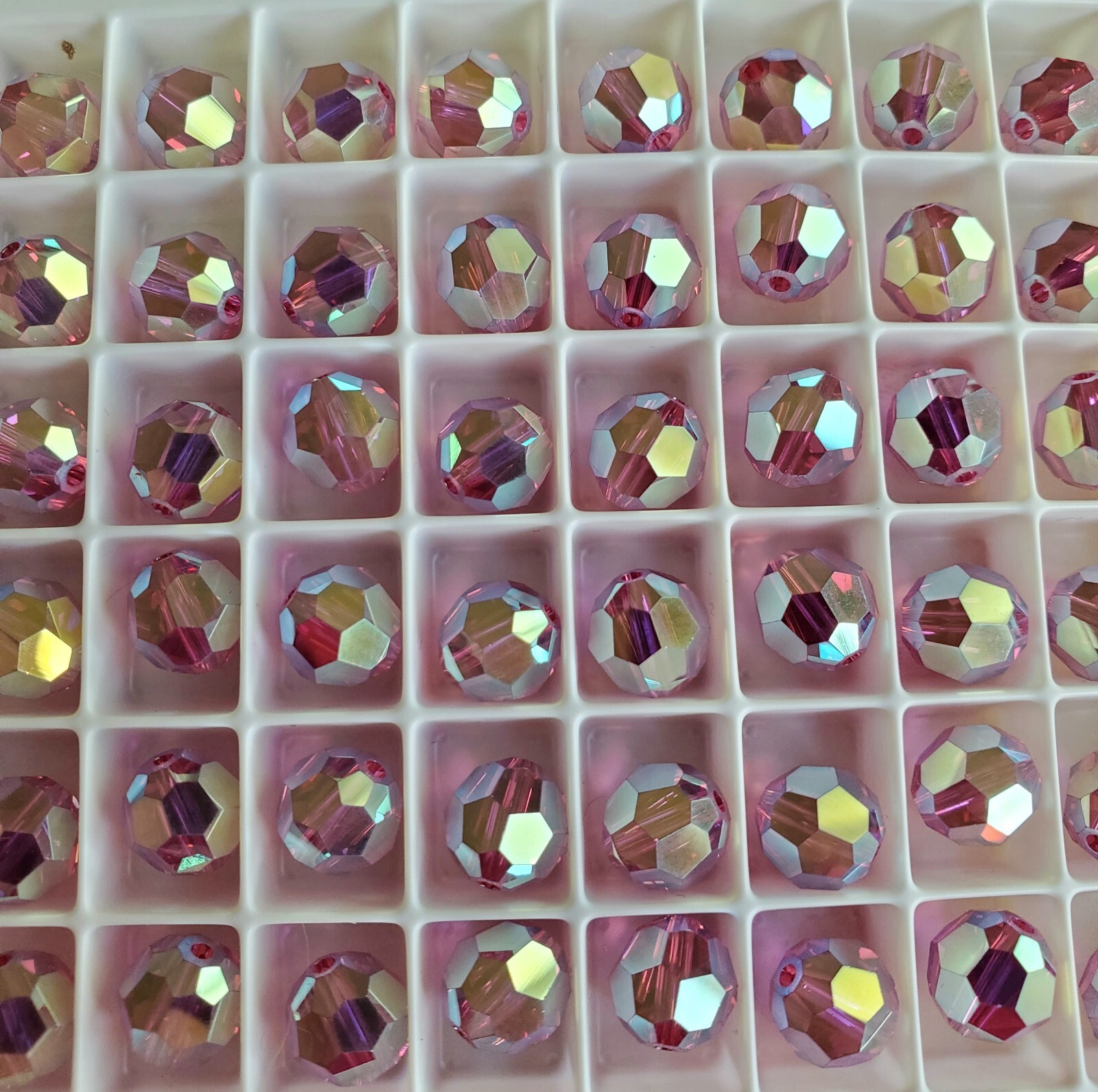Swarovski 5000 8mm Round beads, Rose AB Full Coat (8pcs)