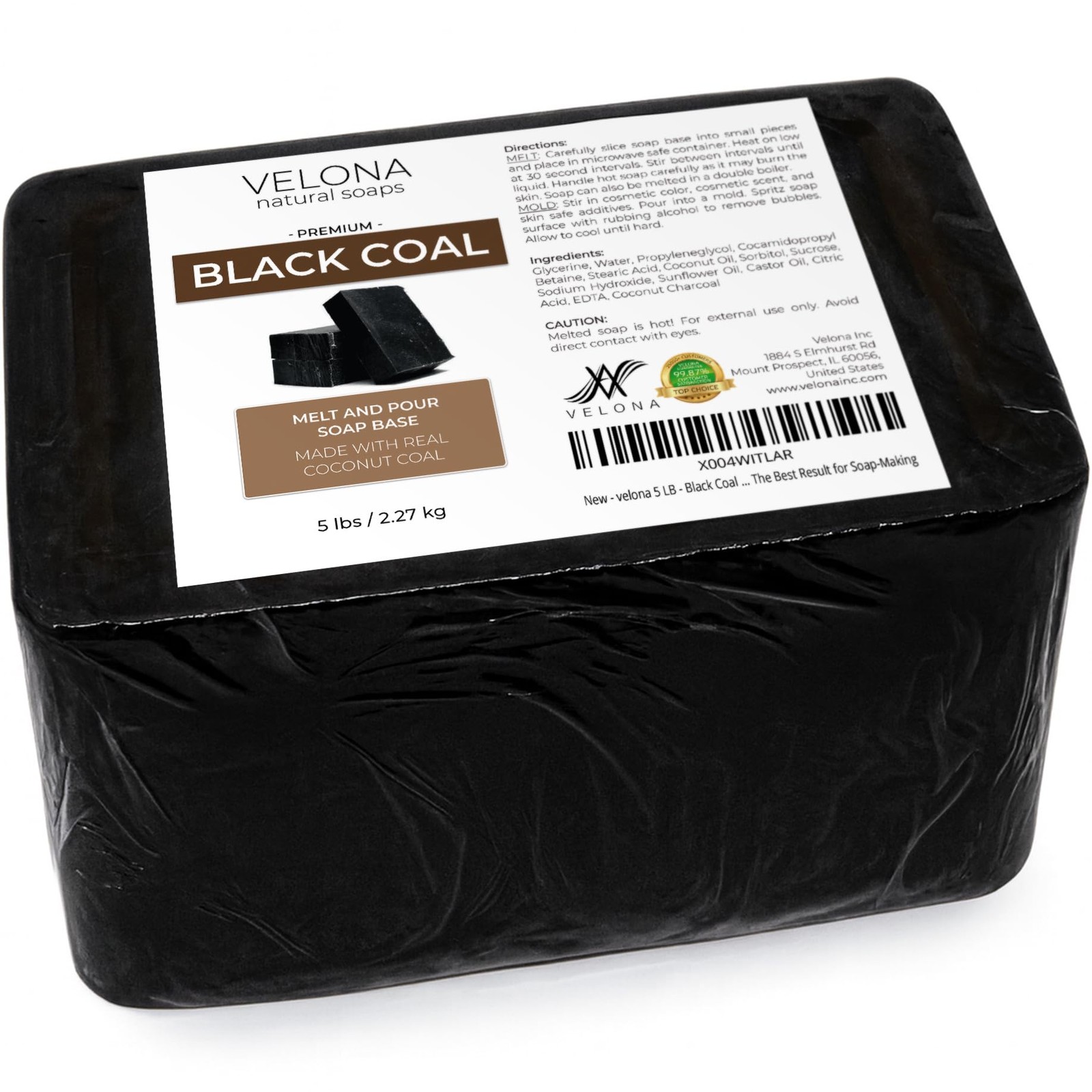 Velona 5 Lb – Black Coal Soap Base Sls/Sles Melt And Pour Natural Bars For The