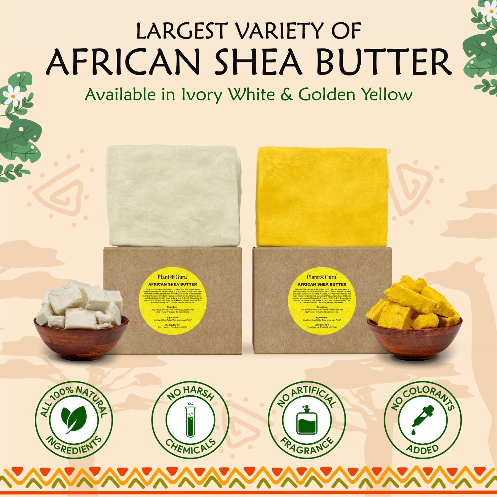 6 Pack African Shea Butter 8 oz. 100% Pure Natural Raw Unrefined Organic Bulk