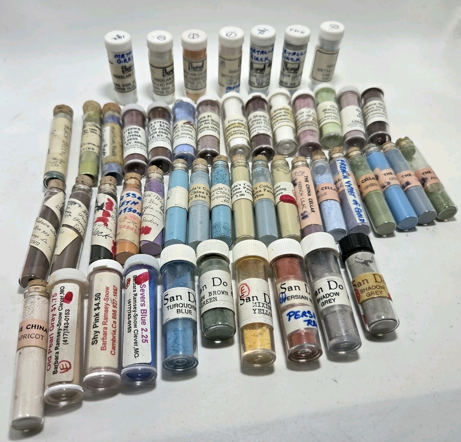 VTG Lot Of 49 China Paint Porcelain Dry Powder Various Manufacturers W/Metallics