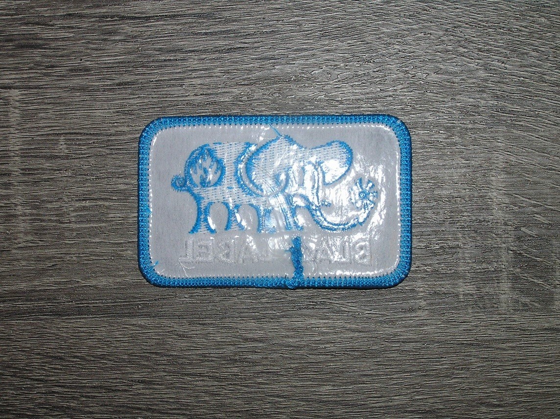 Black Label Elephant Skateboard Blue/Black Embroidered Iron On Patch 3″ x 2″