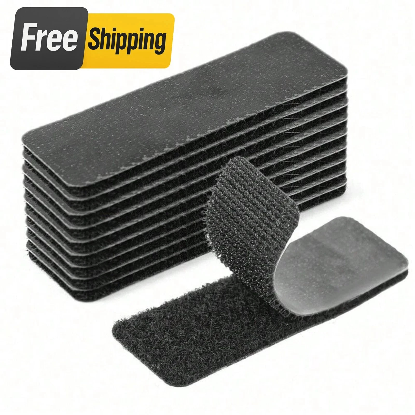 30Pcs Self Adhesive Hook Loop Strips Black Heavy Duty Sticky Back Tape Fastener