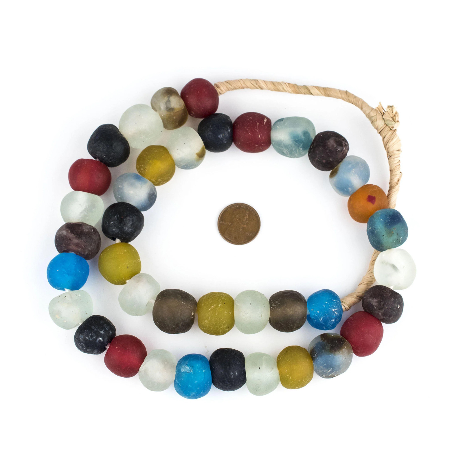 Premium Multicolor Recycled Glass Beads 18mm Ghana African Sea Glass Round