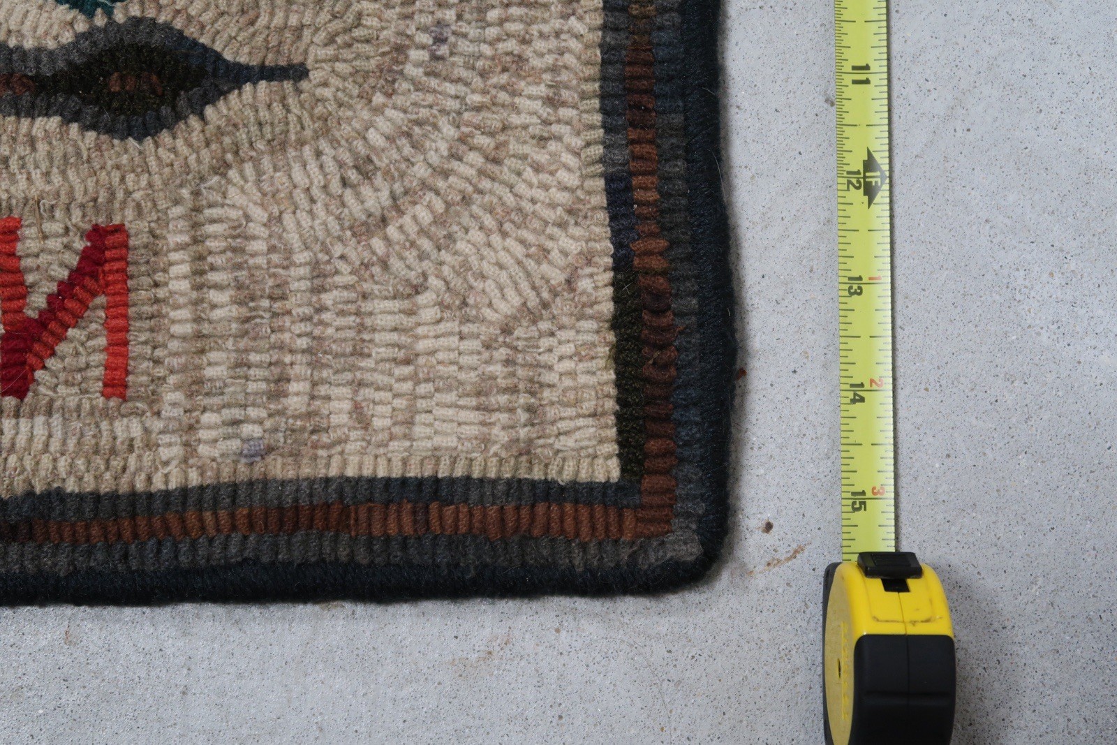 Hand Hooked Wool Rug Green Dragon Tavern Boston Tea Party Masonic Folk Art A3