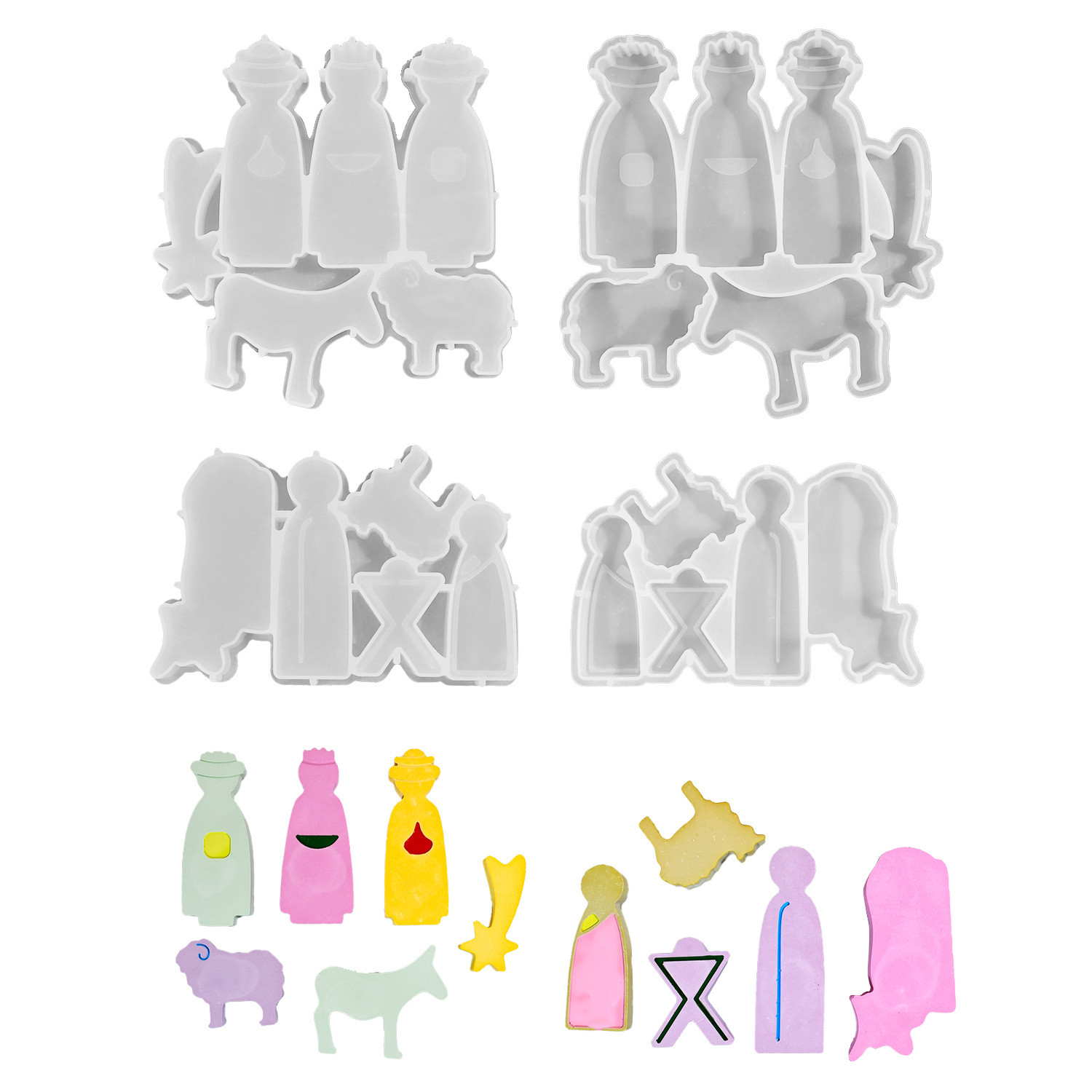 Simple Easter Prayer Statue Silicone Mold for Resin Candle Gypsum DIY Decor