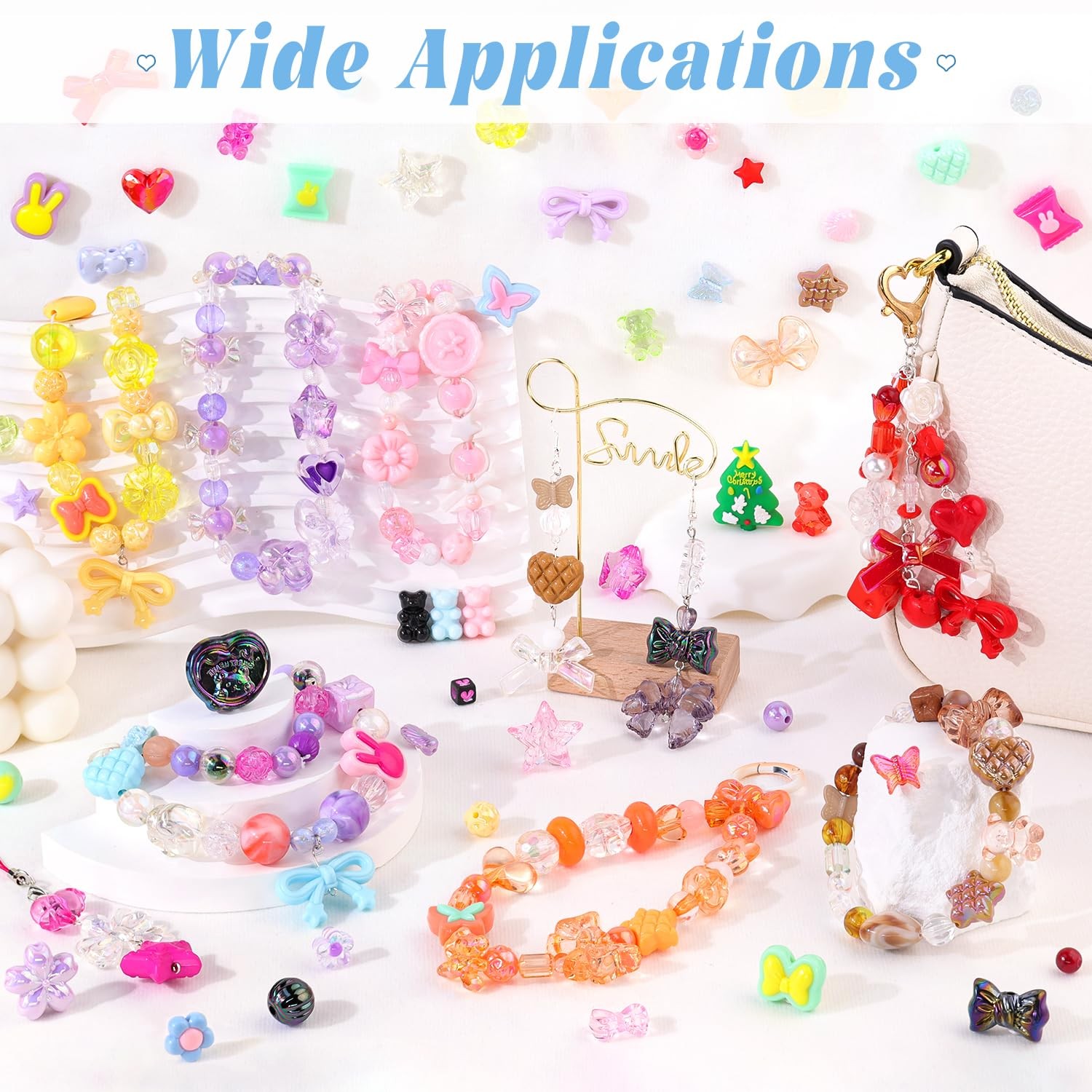Assorted Acrylic Beads,260-320PCS 6 Colors Series Aesthetic Bead for Bracelet Ma
