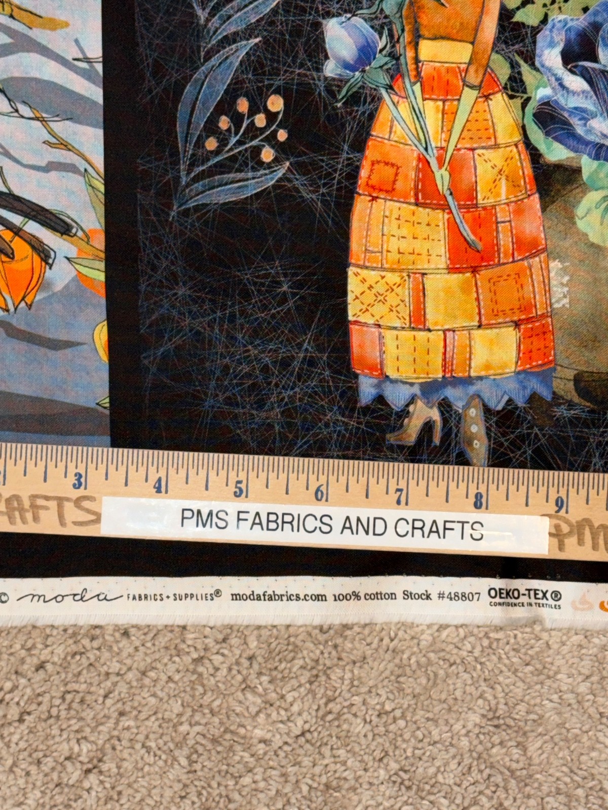 MODA Gothic Halloween COVEN 100% cotton fabric panel 24×44 – 8 blocks & border