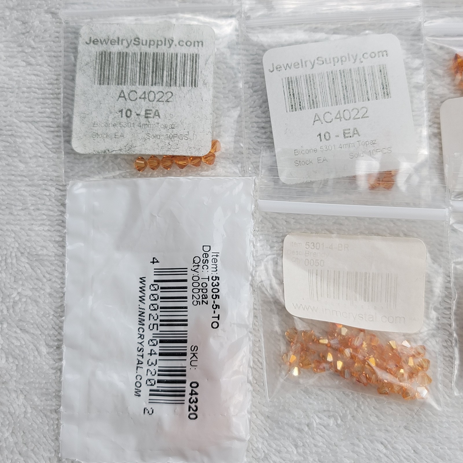 Swarovski Crystal Bead Lot Topaz Copper Bronze Bicone Pearl/Mixed Qty 5301 5810