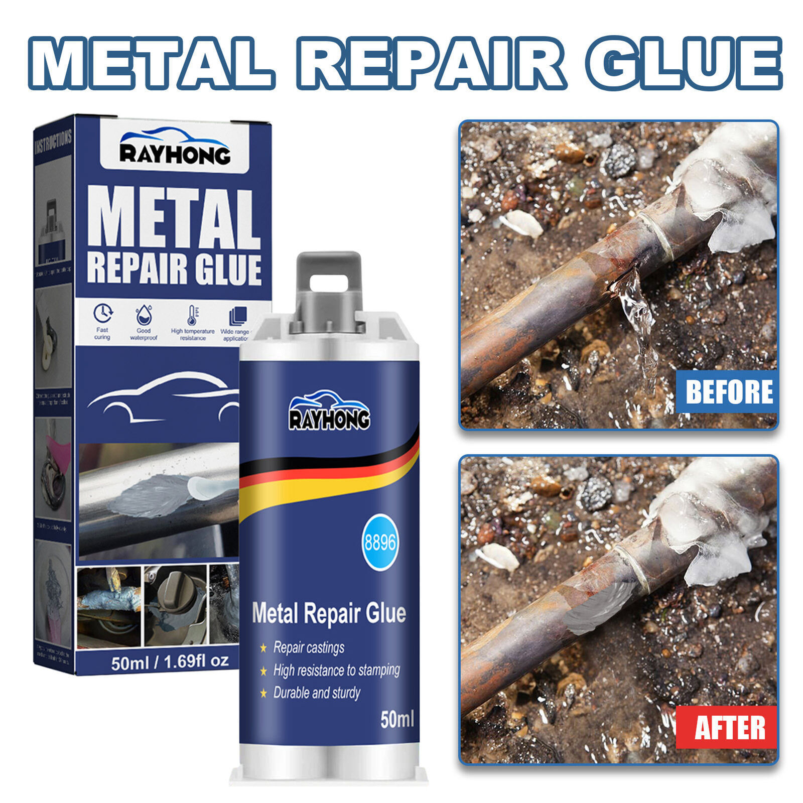 2 × Metal Repair Paste AB Casting Repair Glue Industrial Heat Cold Weld Sets USA