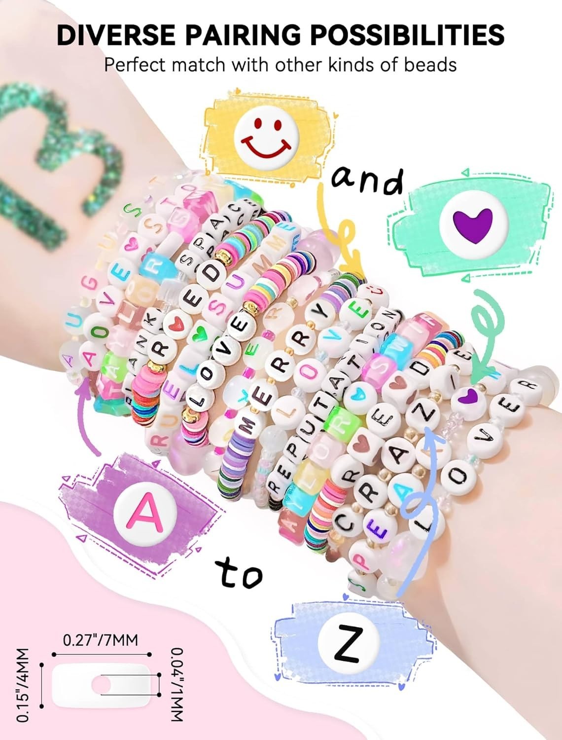 Friendship Bracelet Kit with 1400 Alphabet Beads & Storage Case – All Ages