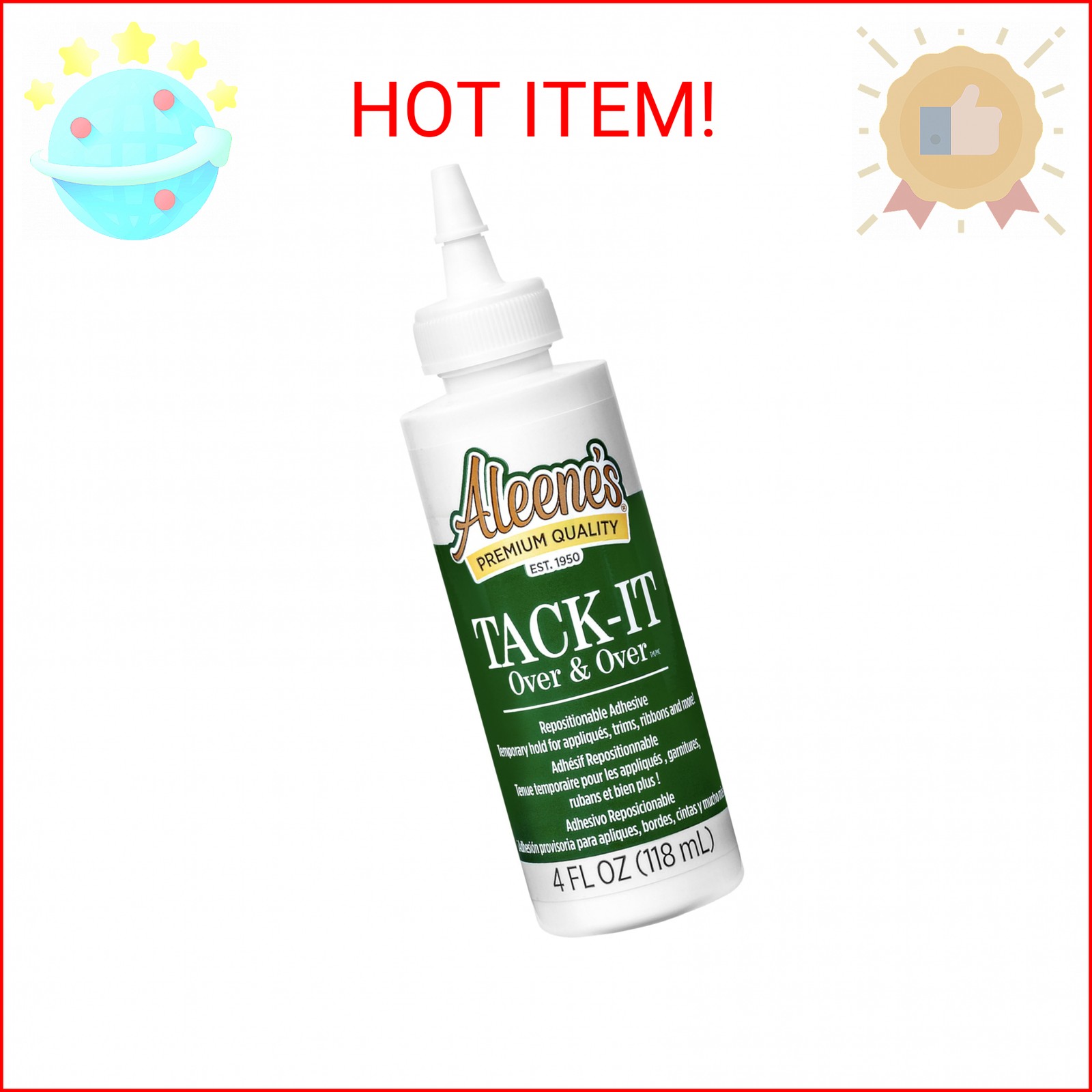 Aleene’s 29-2 Tack-It Over & Over Liquid Glue 4oz, Clear