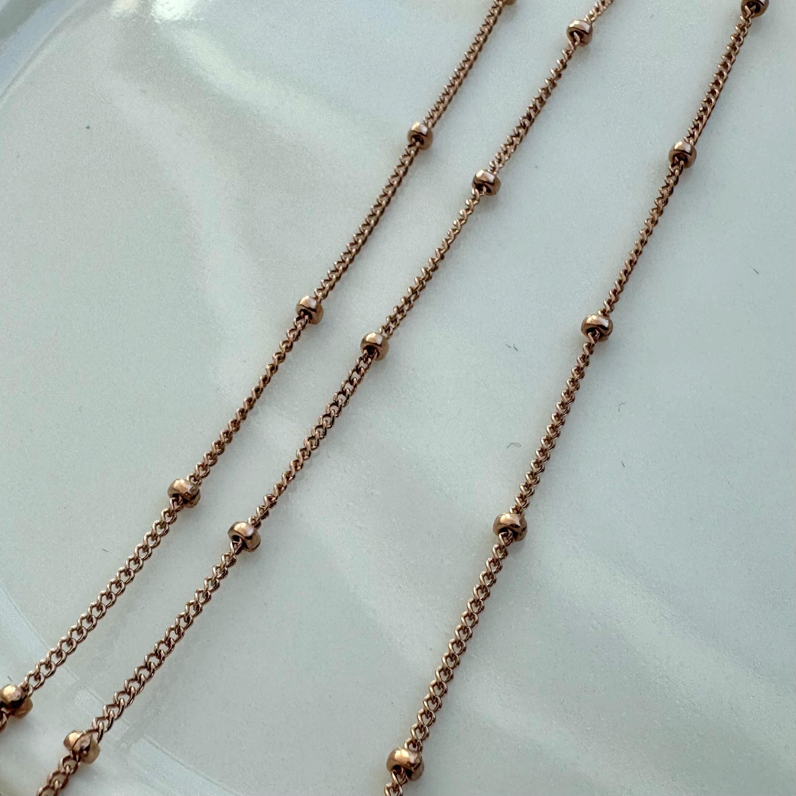 1mm x 1.9mm Ball Satellite Curb Chain Rose Gold Filled 14K by foot (C11082RF)