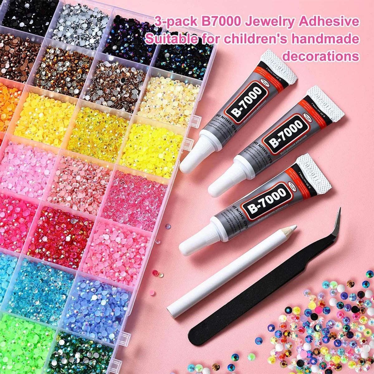 Jelly Rhinestones Bedazzling Kit Multicolor 3mm Flatback Resin Bedazzler Gems US