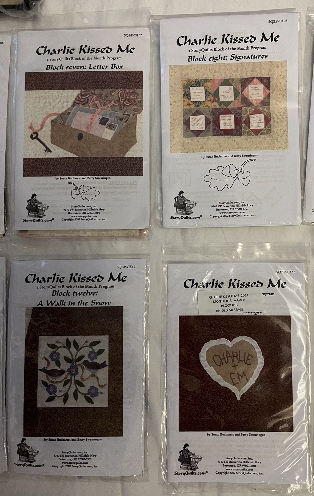 2014 Charlie Kissed Me A StoryQuilts Block Of The Month Prgm (All Blocks 1-14)