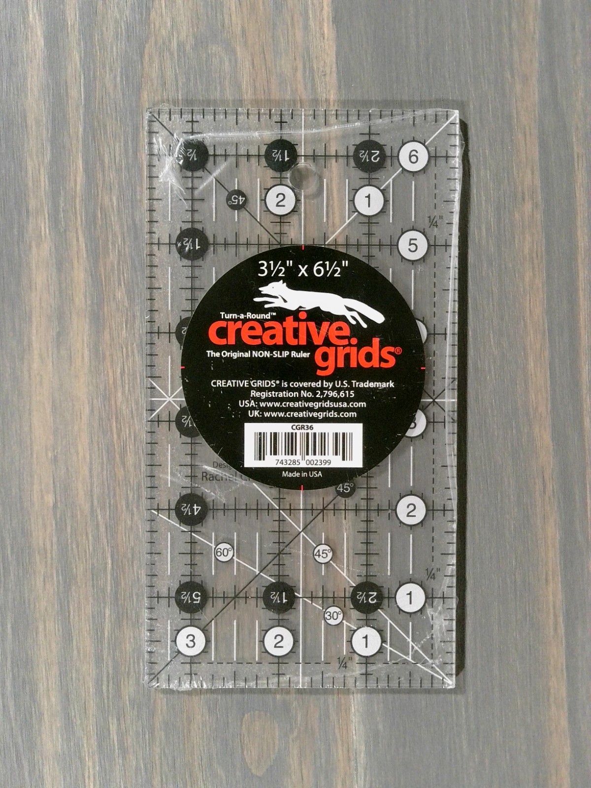 Creative Grids 3.5 x 6.5 Inch Turn-A-Round Quilting Ruler CGR36