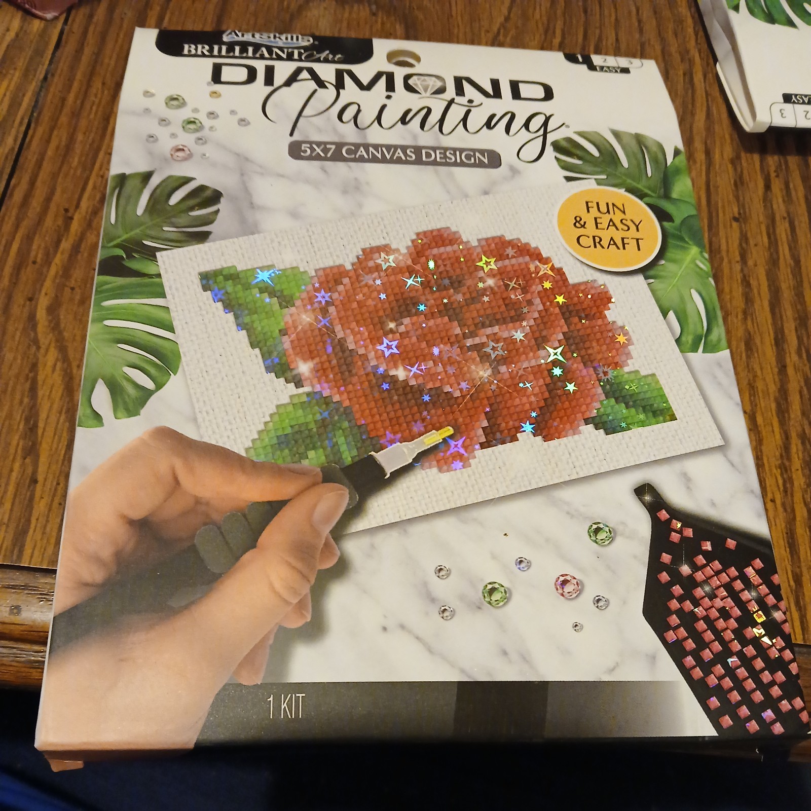 Art Skills Brilliant Art Diamond Painting Kit, 5X 7 Inch Canvas, Rose Ages 6+