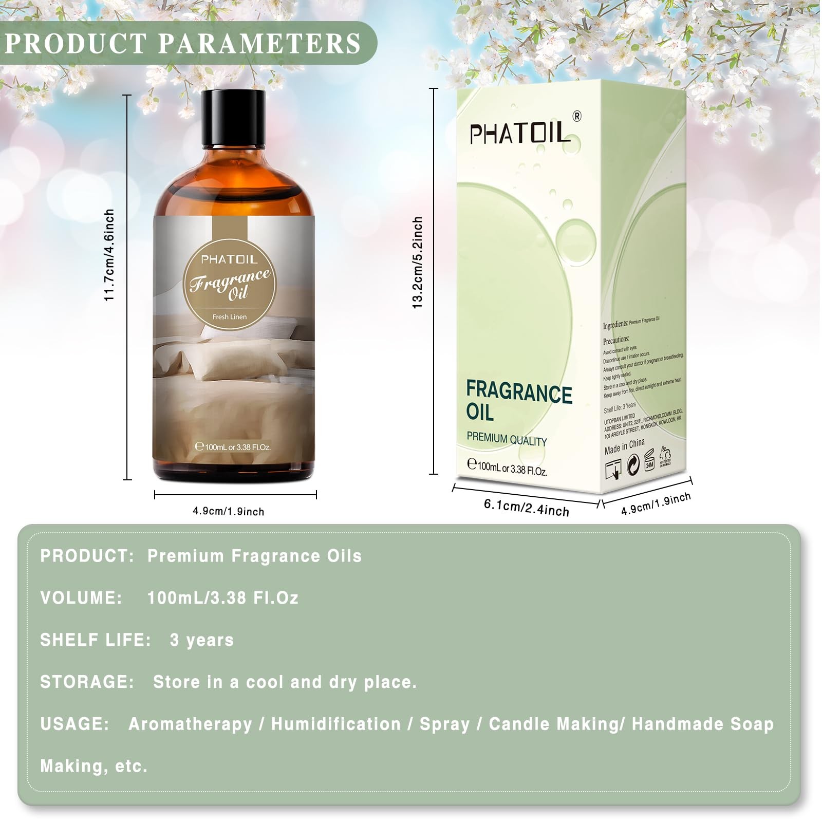 PHATOIL 3.38FL.OZ Fresh Linen Fragrance Oils for 3.38 Fl Oz (Pack of 1)