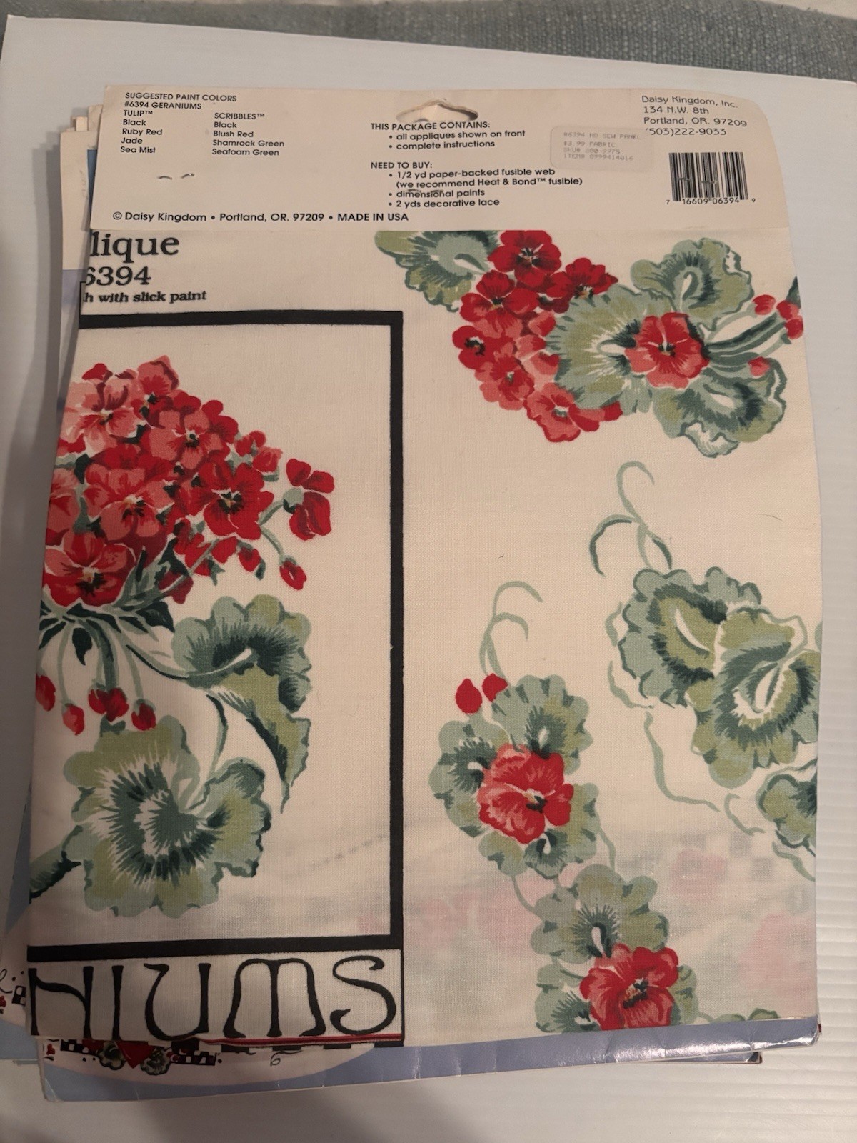 Vintage Daisy Kingdom No Sew Fabric Appliqué Geraniums New Old Stock Lot Of 10