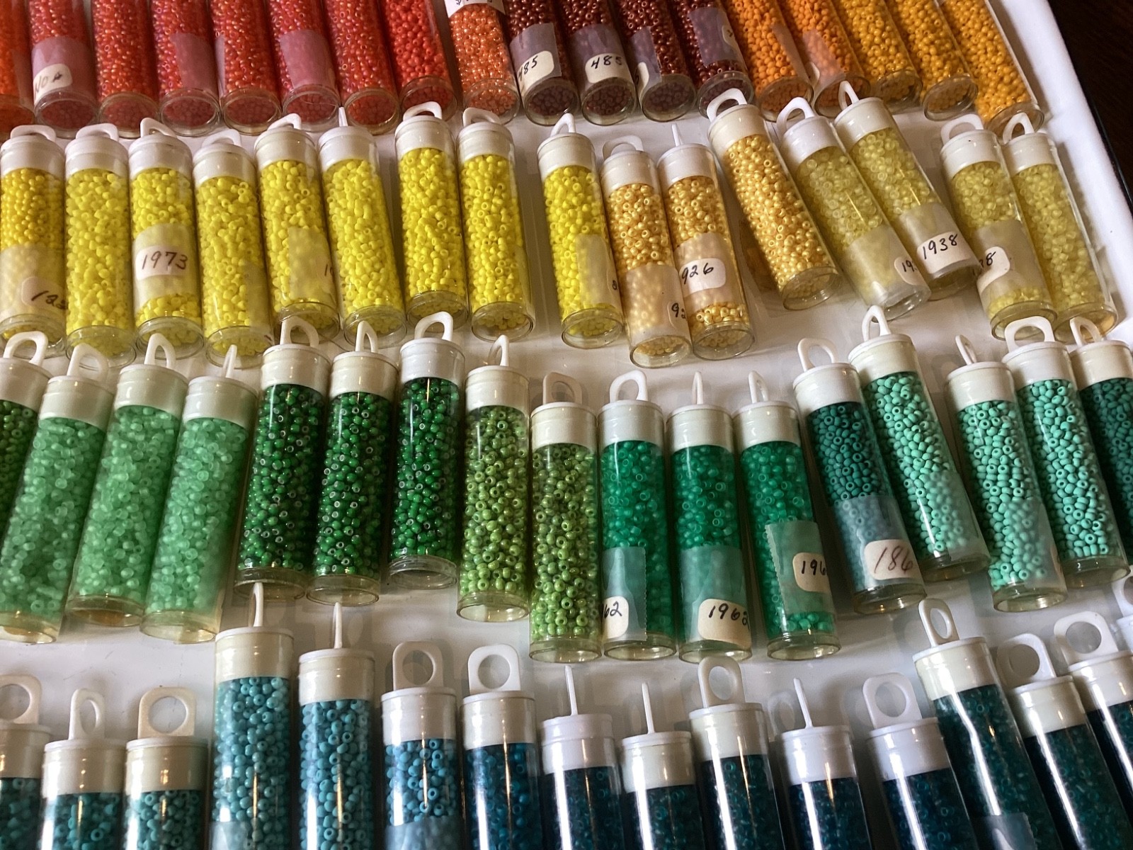 Bulk Vintage Craft Glass Seed Bead Lot 114 Tubes Multiple Colors New Old Stock