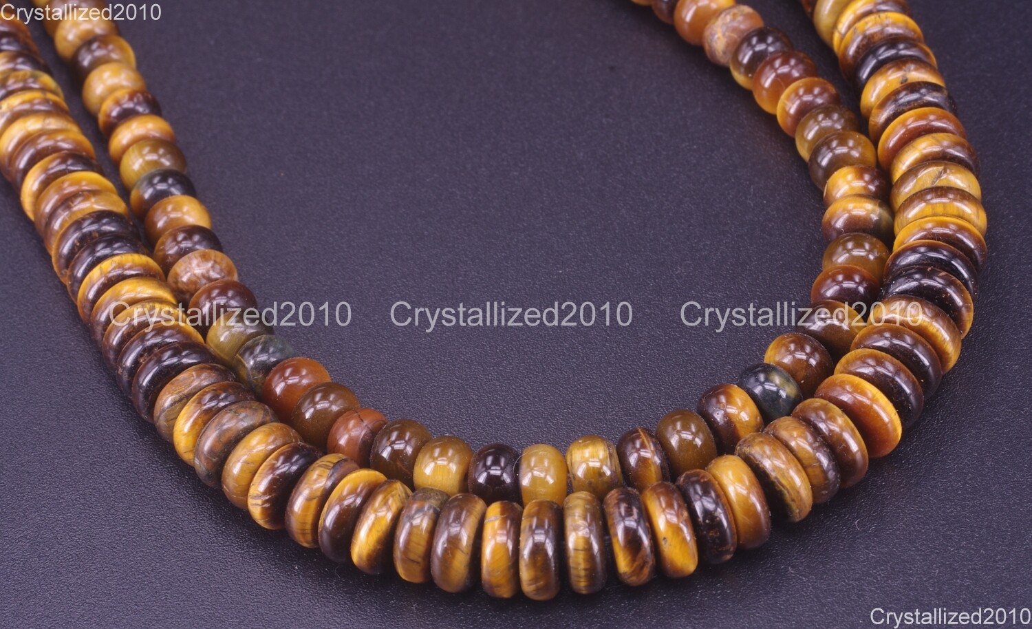 Natural Gemstone Tiger’s Eye Rondelle Spacer Beads 4mm 5mm 6mm 8mm 10mm 15.5″