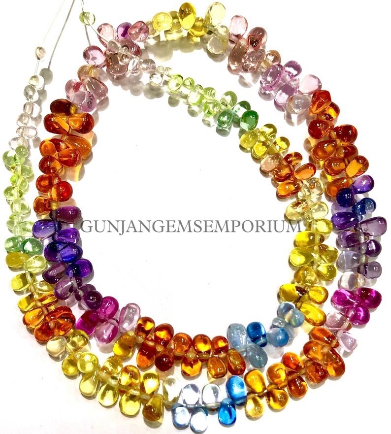 Rare Multi Sapphire Smooth Teardrop Beads Colourful Briolette Natural Sapphire