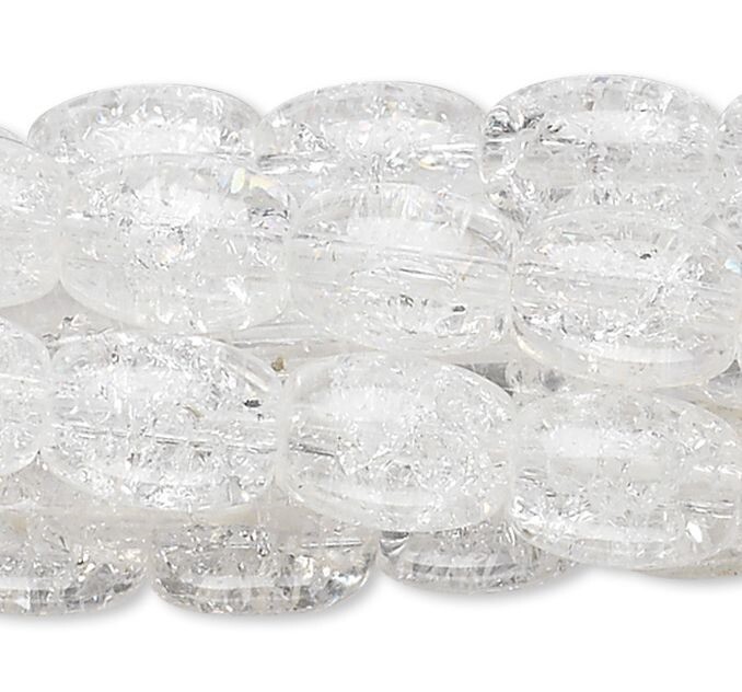 Bead, Clear Crackle Glass 7x5mm-7x6mm Oval Beads with 0.8mm Hole 5 Strands (270)