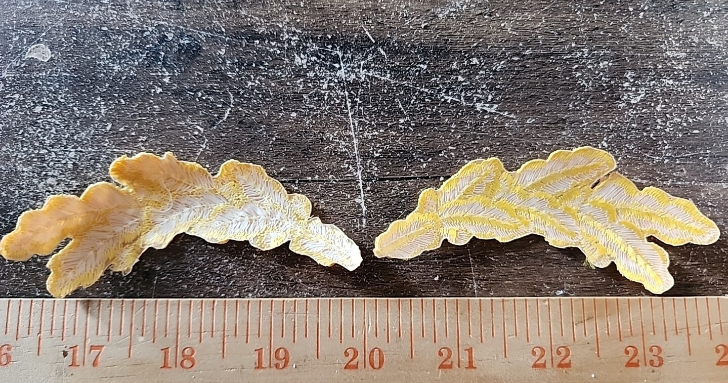 Vintage Scrambled Eggs Oak Leaf Shoulder Patch Yellow Matte Iron On FREE SHIP